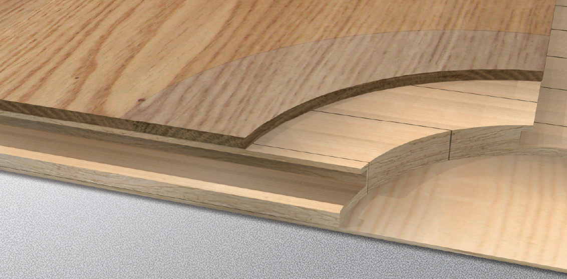 Przekrój deska panelowa - trójwarstwowe podłogi drewniane Baltic Wood